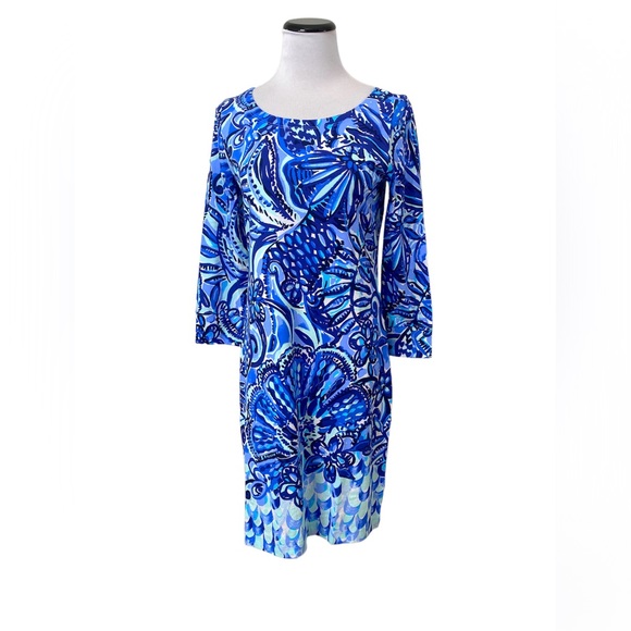 Lilly Pulitzer Hollee Dress Sz S Zanzibar Zoo Iris Blue Floral - Picture 6 of 10